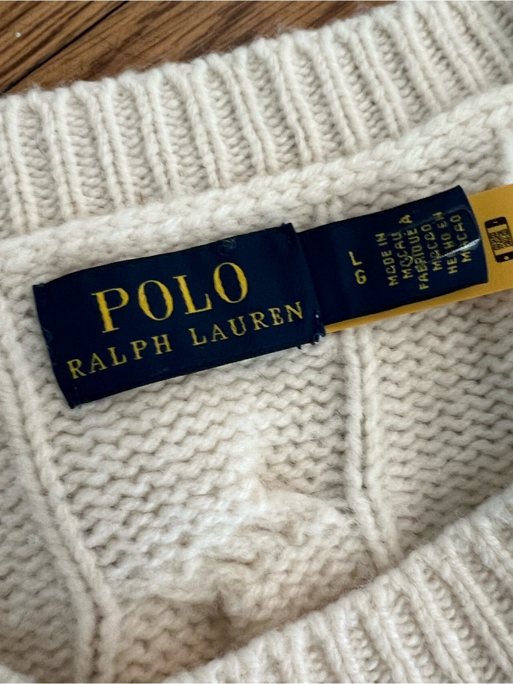 Polo Ralph Lauren Wool Cashmere Ivory Cable Knit Crewneck Sweater - Picture 10 of 10